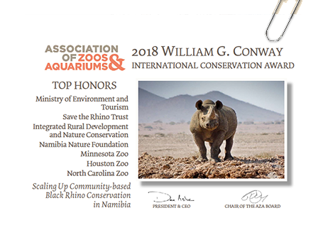 2018 William G. Conway International Conservation Award Certificate