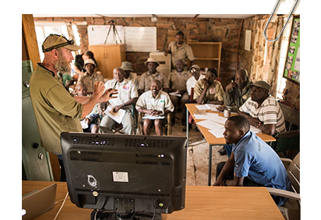 The classroom session for the theory part of the Lion Ranger training programme