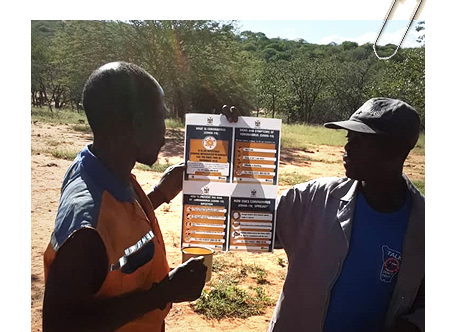 Distribution of COVID-19 awareness posters and sanitation detergents in Kunene Conservancies and Villages.